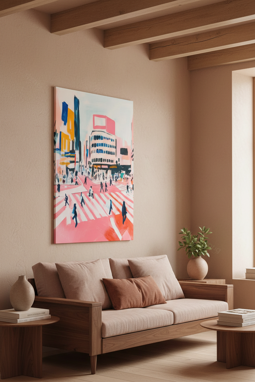 Stadse drukte op kleurrijk kruispunt