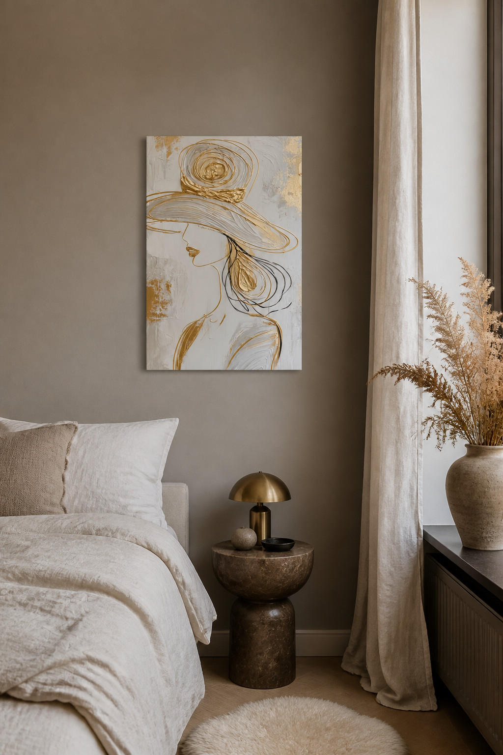 Dame met hoed en goud