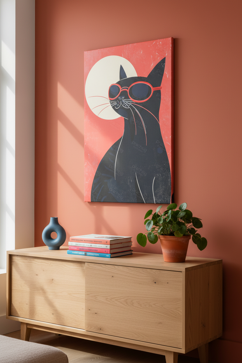 Zwarte kat met zonnebril