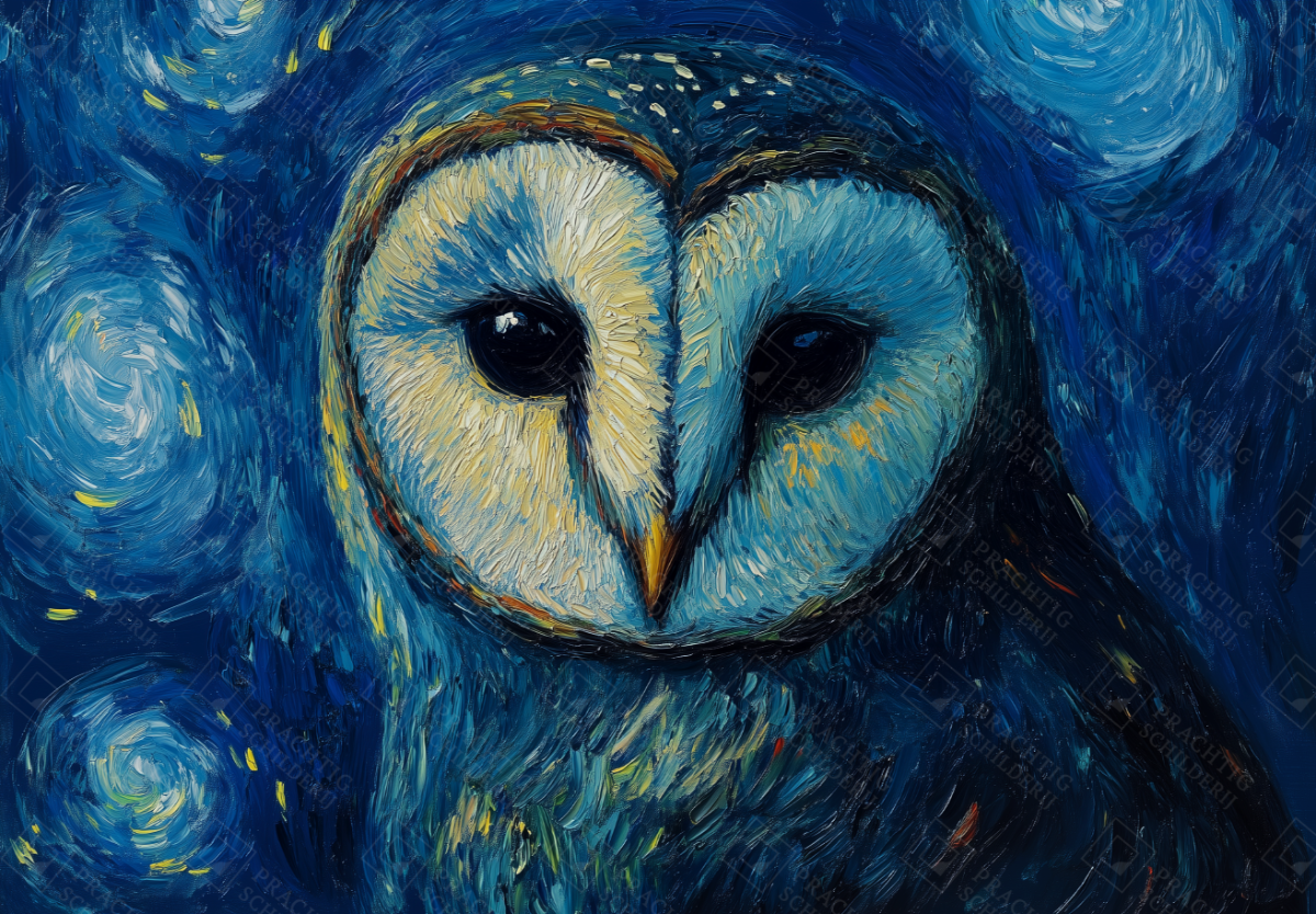 Nachtelijke Uil in Blauw