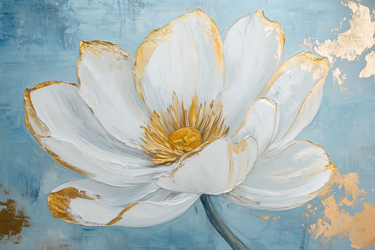 Gouden bloem op blauwe achtergrond