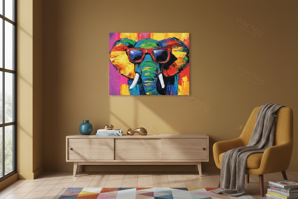 Zonnige Olifant met Zonnebril