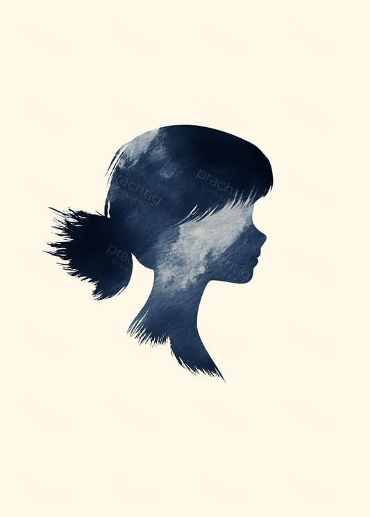 Silhouet van Meisje in Blauw