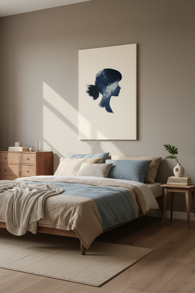 Silhouet van Meisje in Blauw