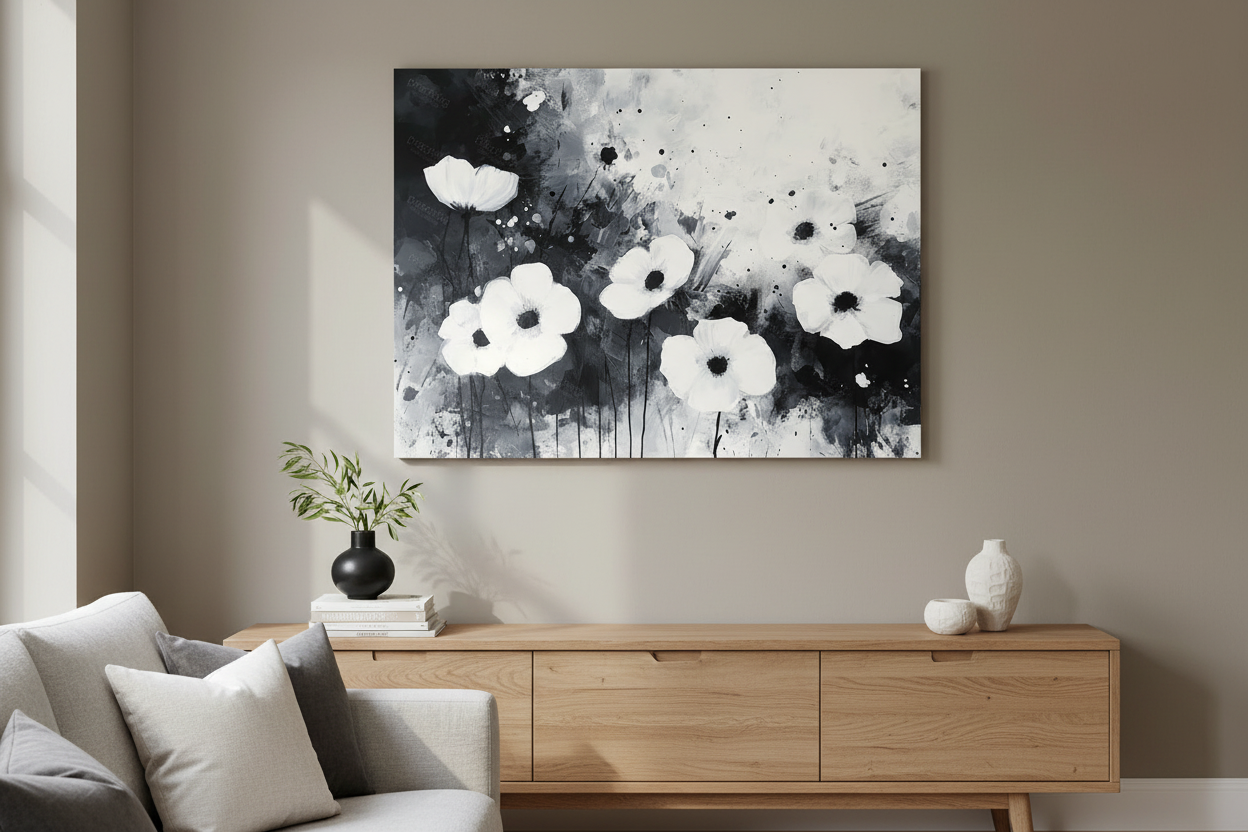 Zwart-Wit Bloemenexplosie
