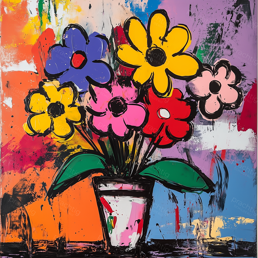 Bloemenexplosie in Vrolijke Kleuren