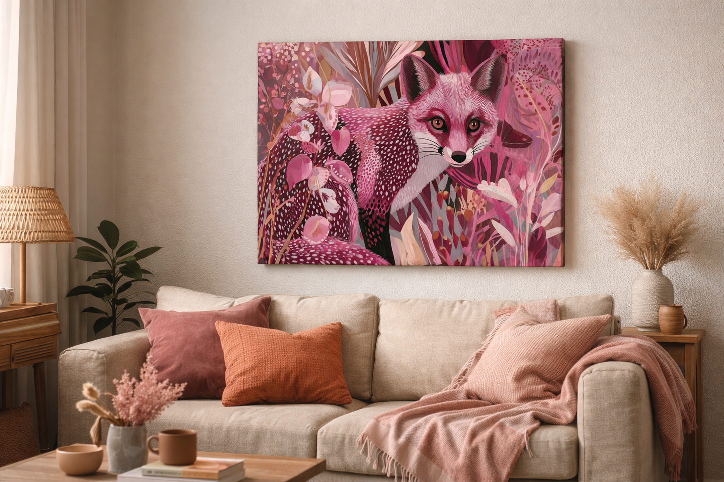 Roze Vos in Bloemen