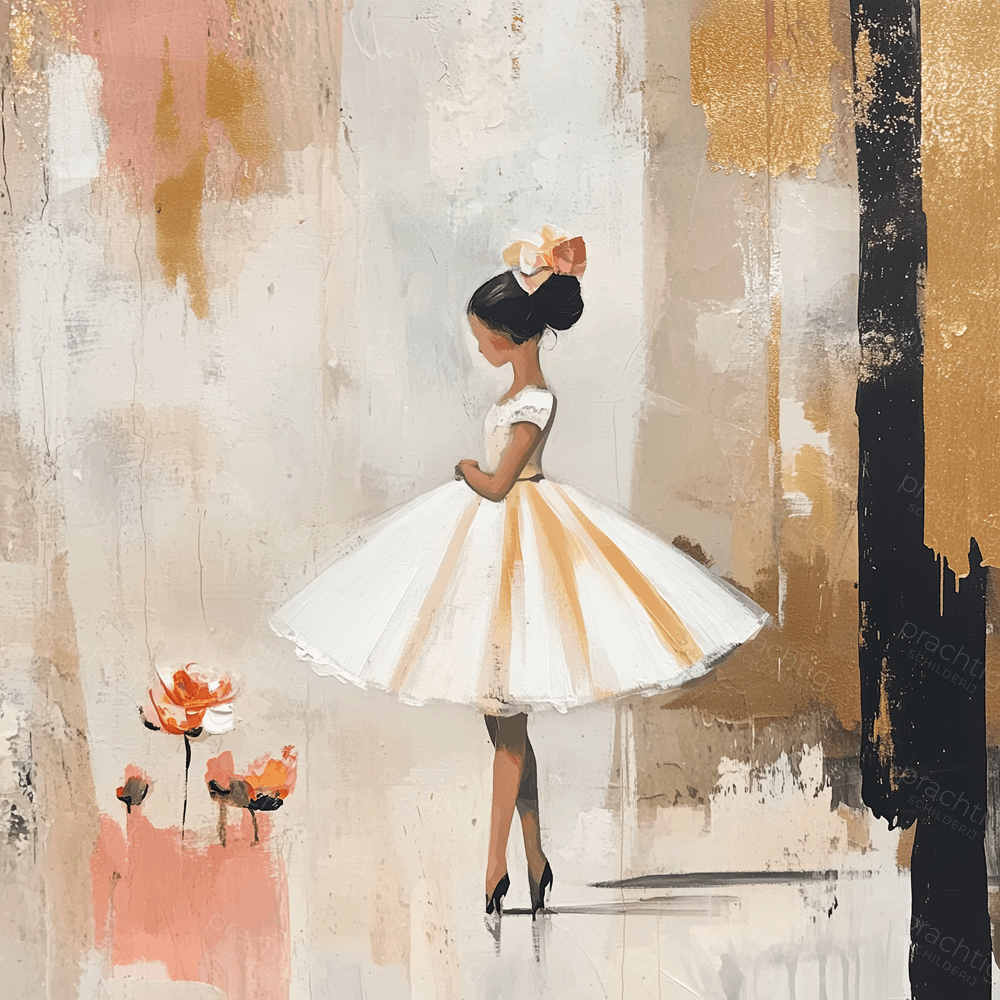 Dansende ballerina in warme tinten