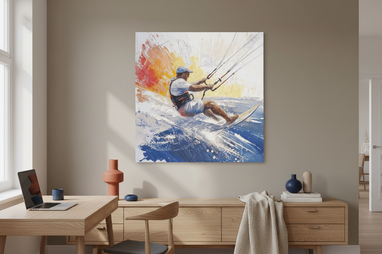 Avontuurlijke Kitesurfer in Actie