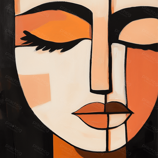 Geometrisch portret in warme tinten