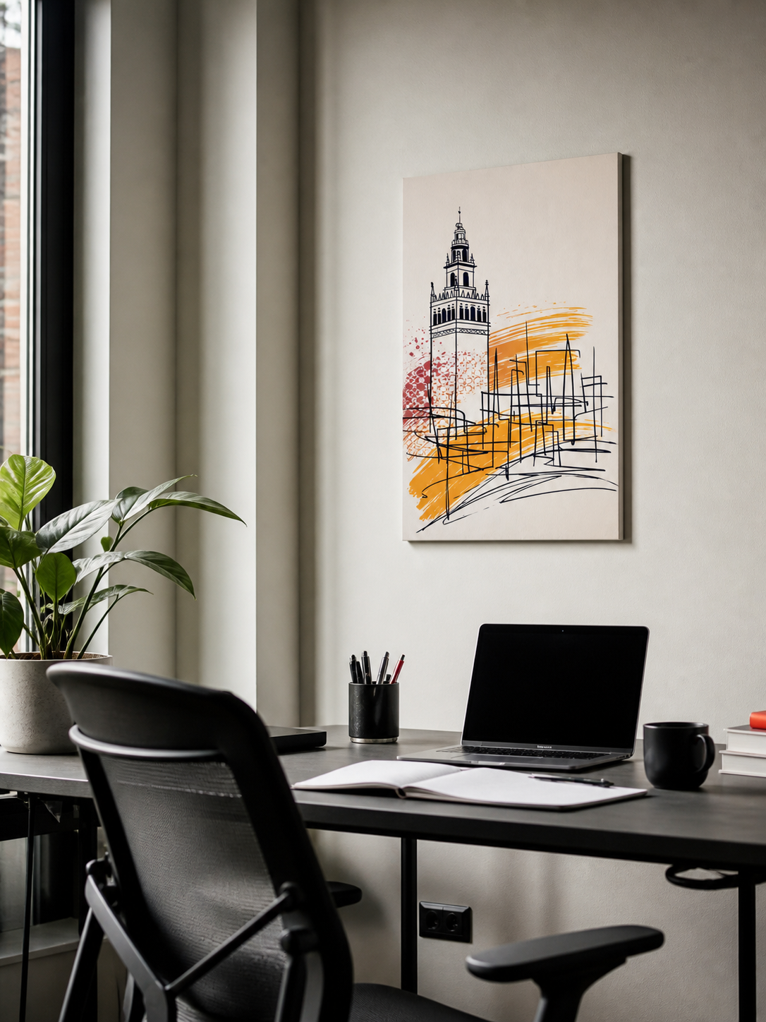 Toren in levendige lijnen