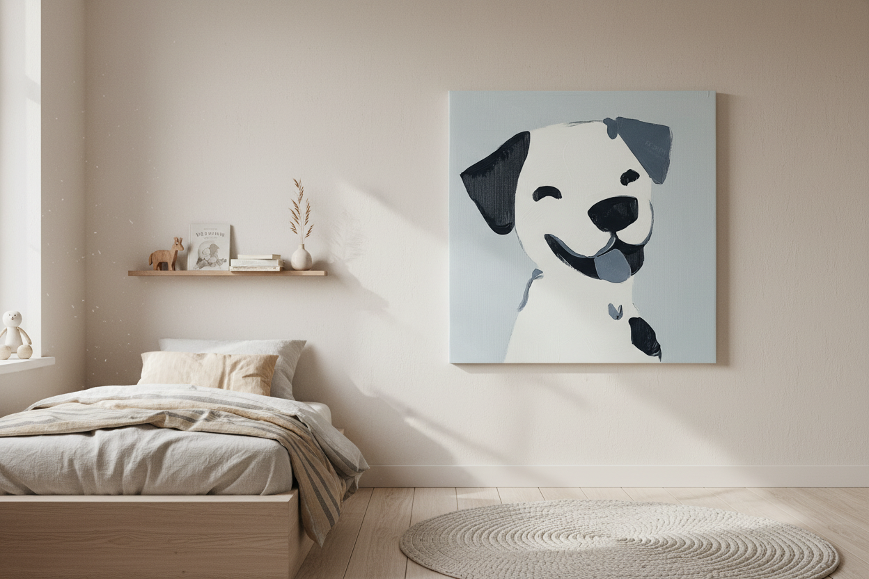 Blije Hond in Grijstinten