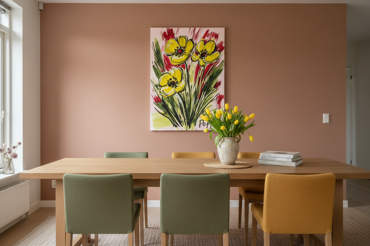 Gele klaprozen op roze achtergrond
