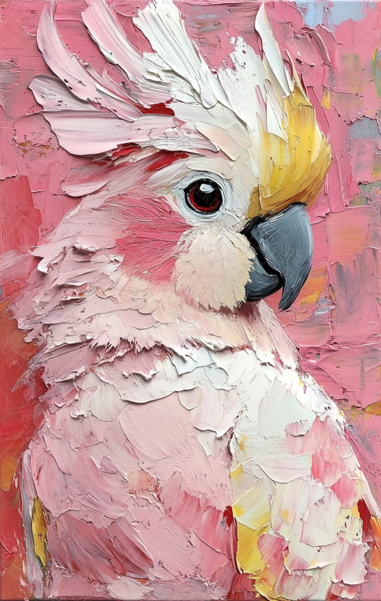 Roze Kaketoe in olieverf