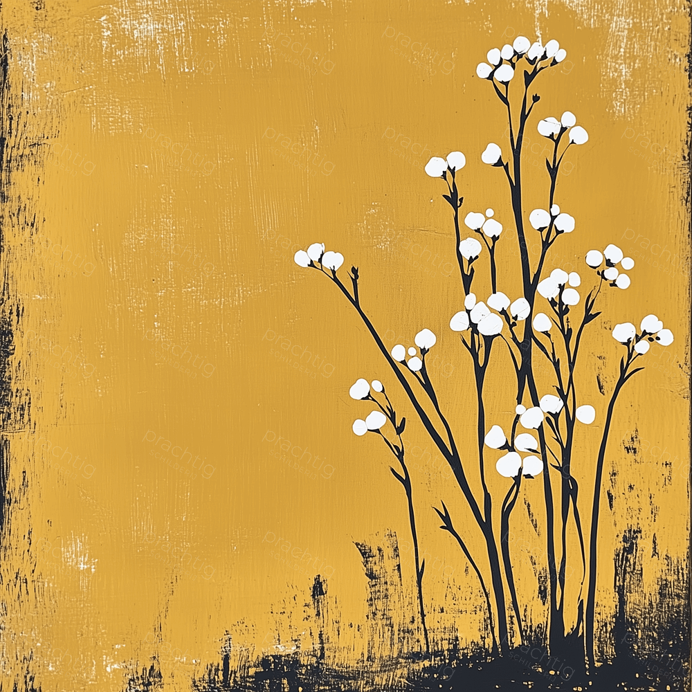 Witte Bloemen op Gele Achtergrond