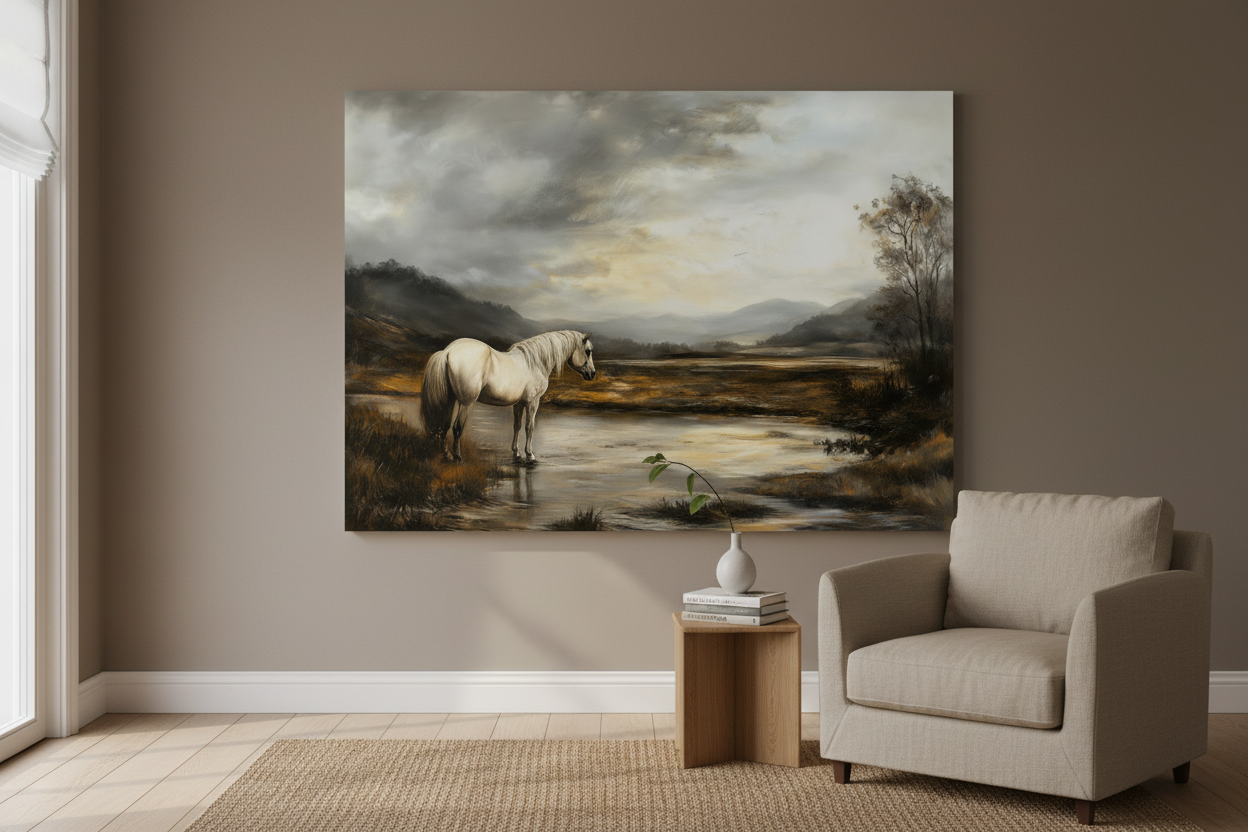 Wit Paard in Rustig Landschap