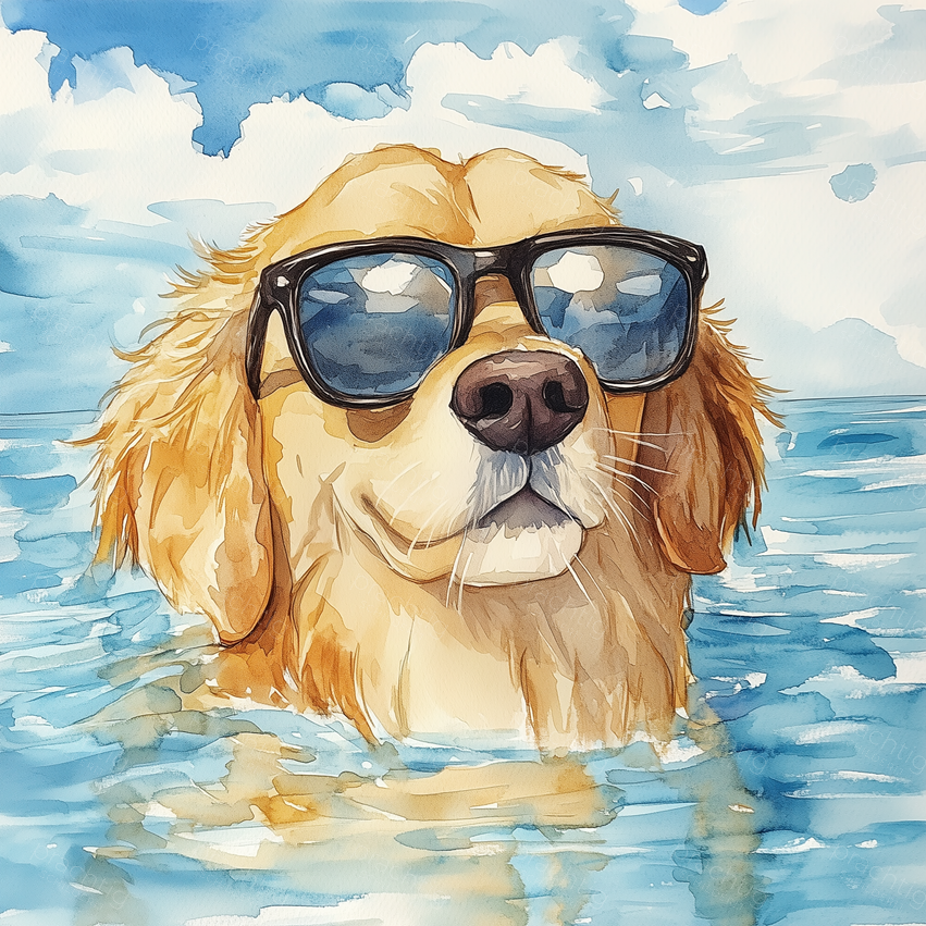 Zomerse Hond in het Water