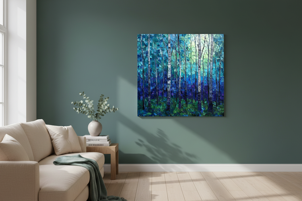 Betoverend Berkenbos in Blauwtinten