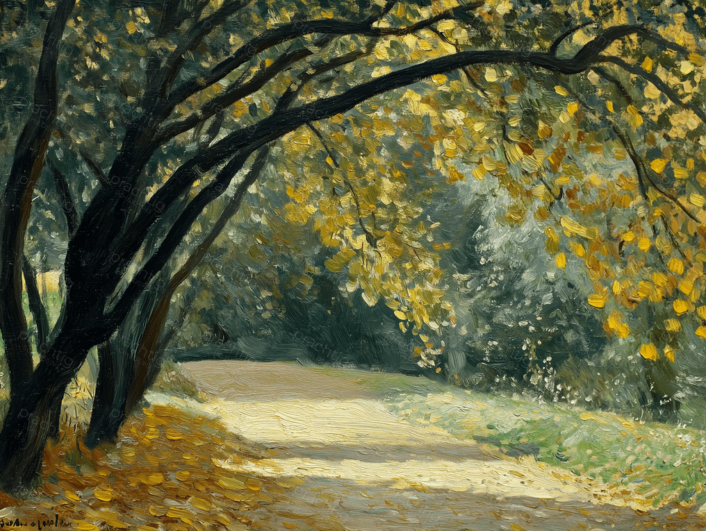Herfstpad onder Bomen