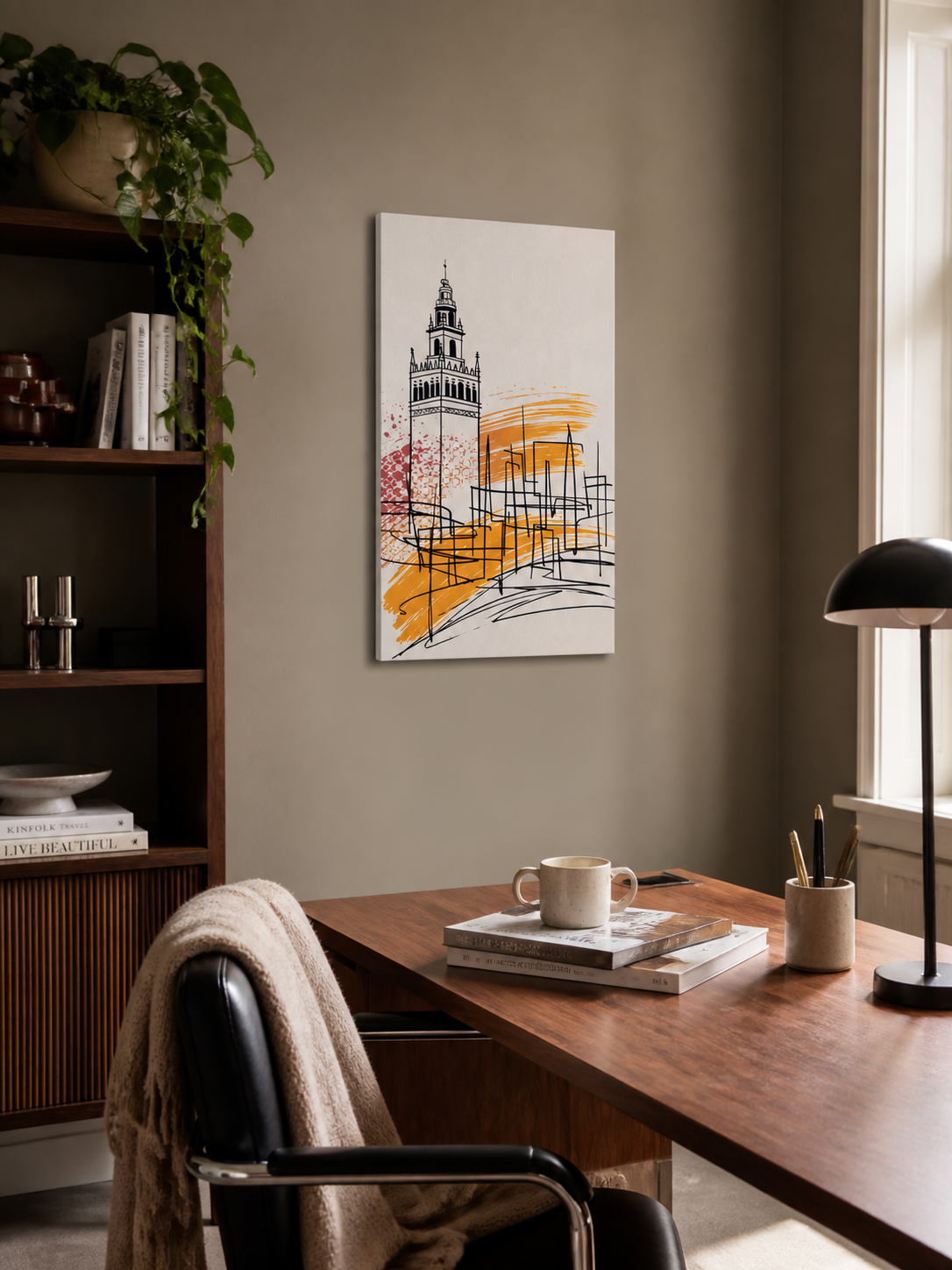 Toren in levendige lijnen