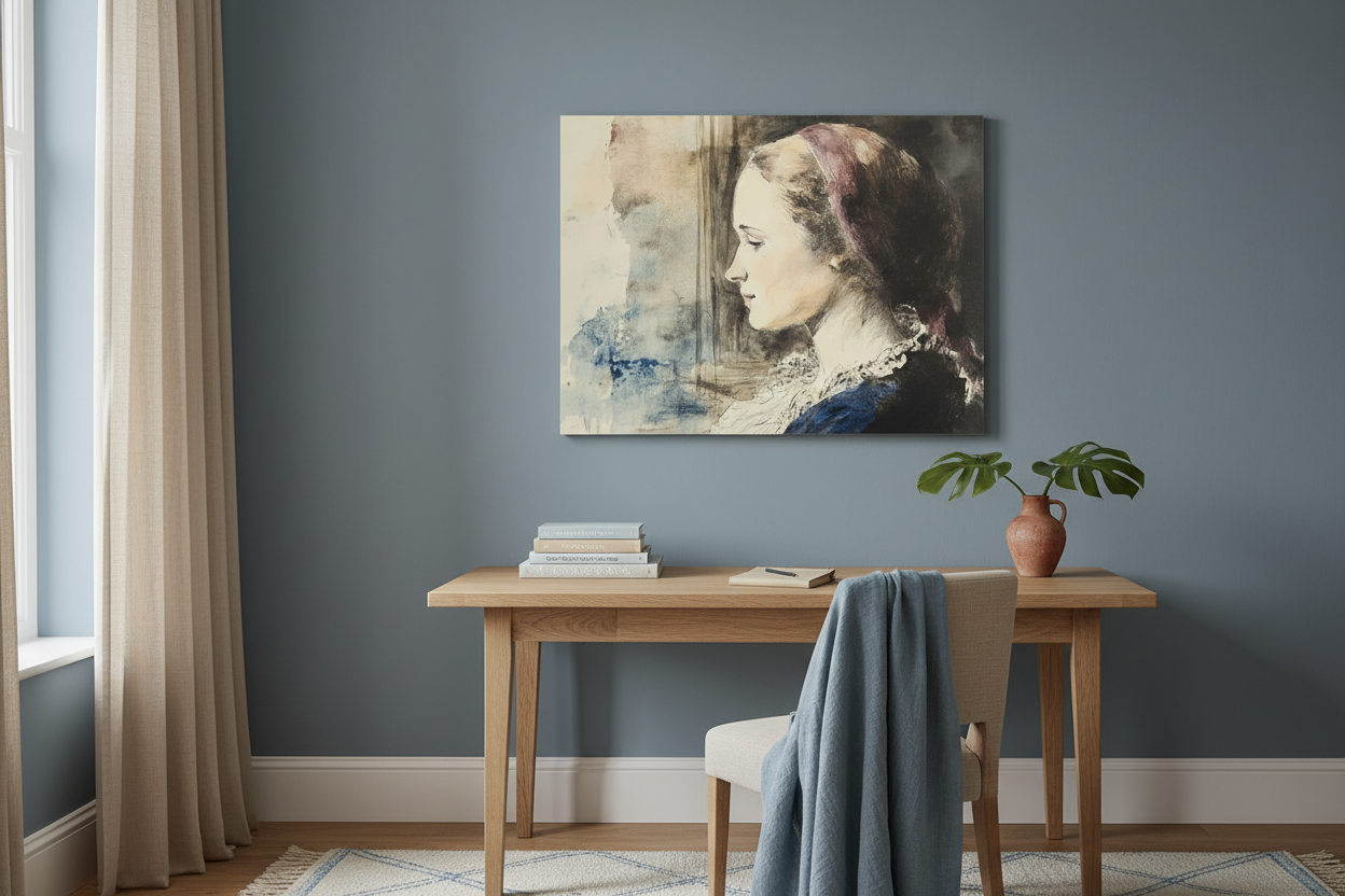 Verfijnde dame met zijprofiel