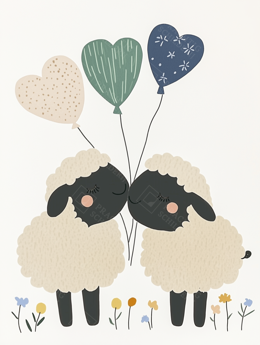 Schattige lammetjes en ballonnen