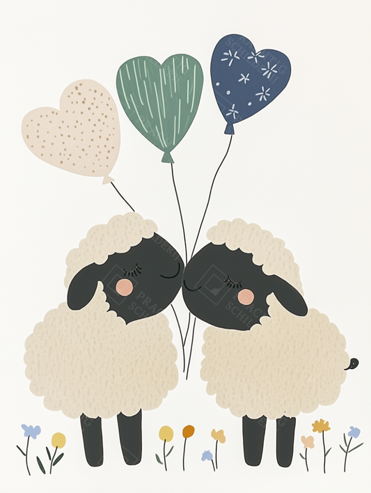Schattige lammetjes en ballonnen