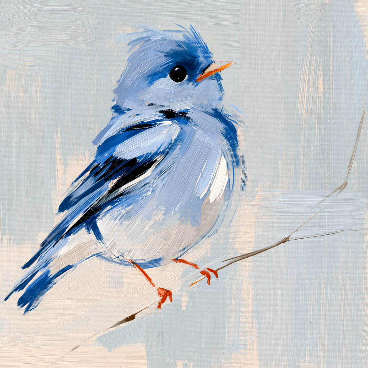 Blauwe Vogel op Tak