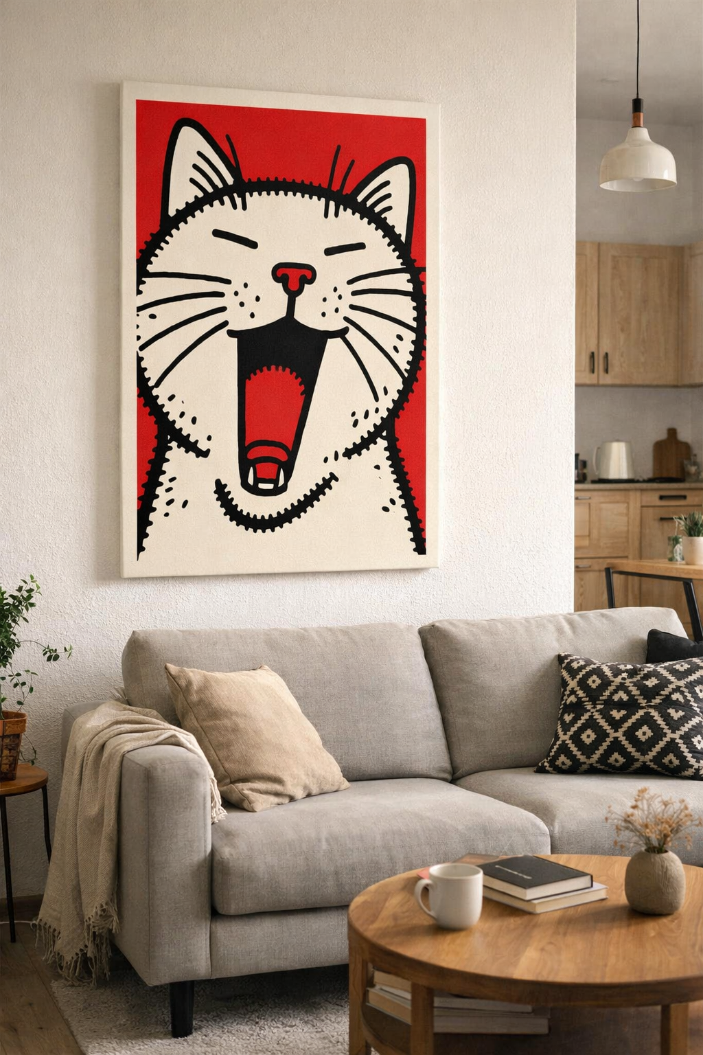 Lachende Kat op Rood