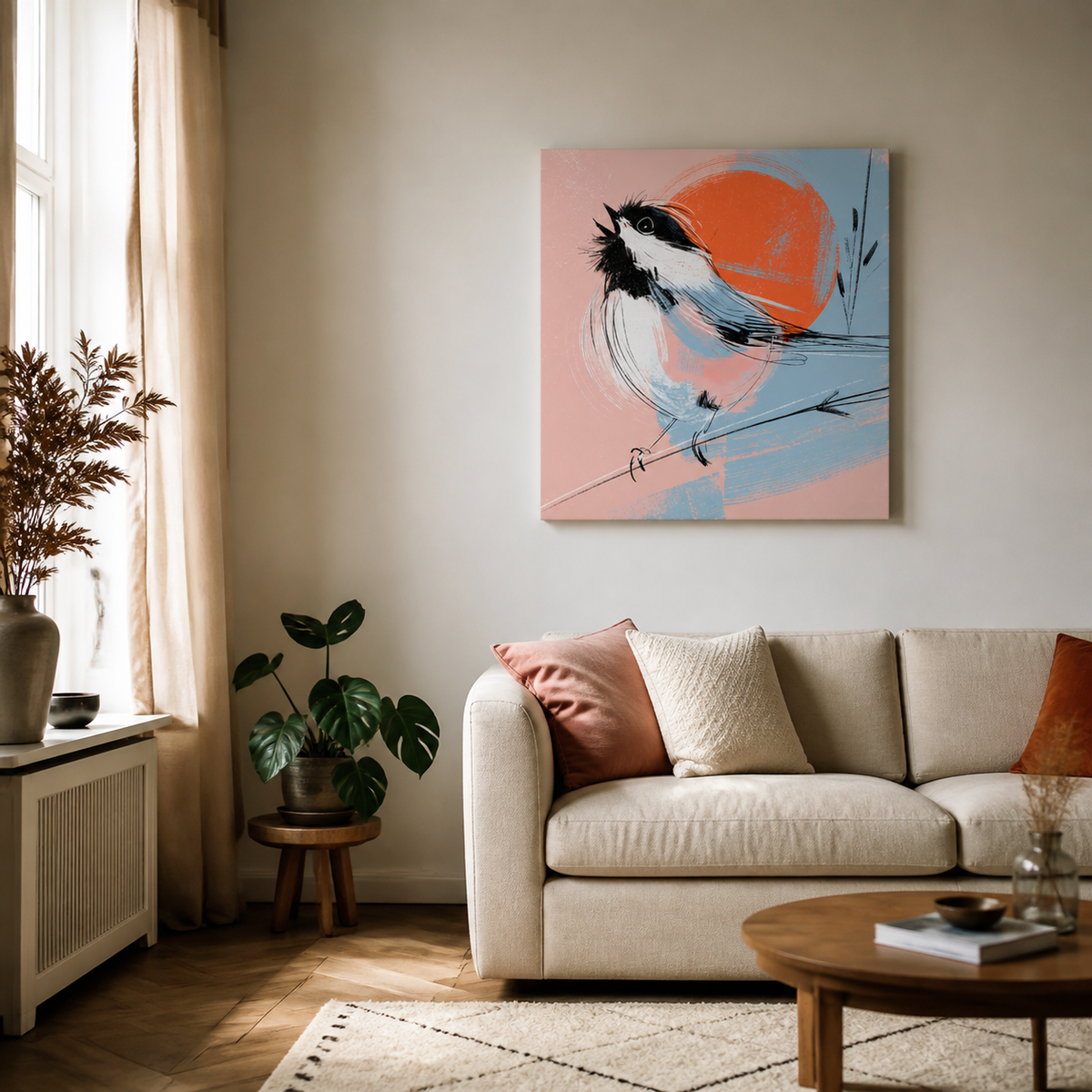 Zingende Vogel in Zonsopgang