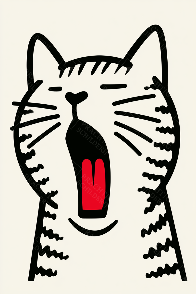 Gapende Kat in Beweging