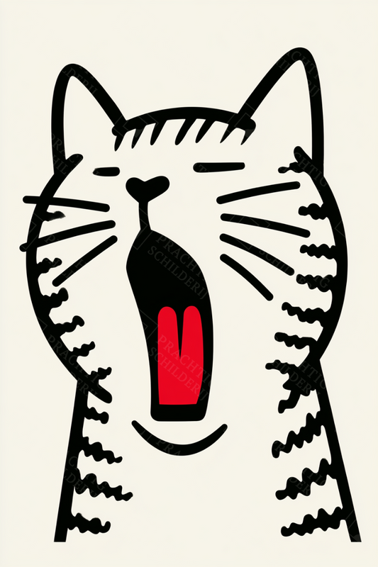 Gapende Kat in Beweging