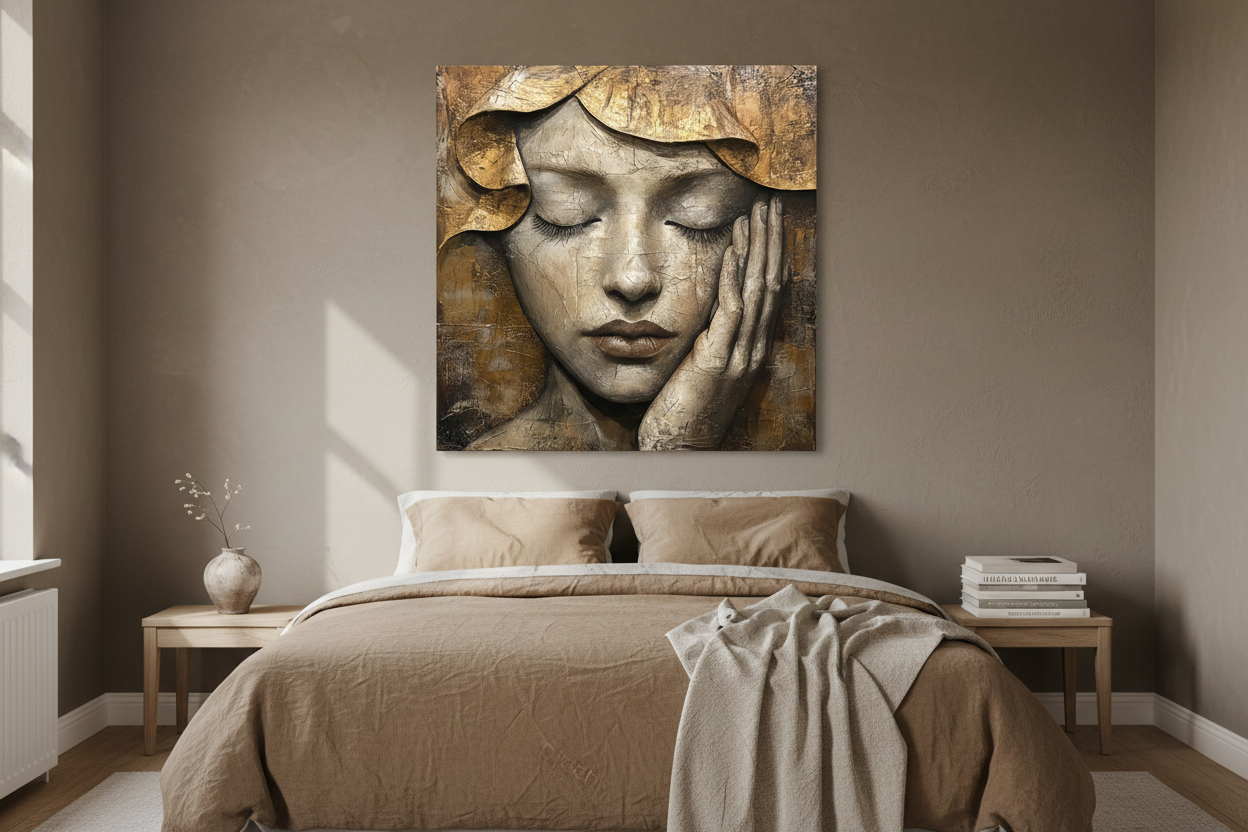 Dromerig Portret met Gouden Accenten