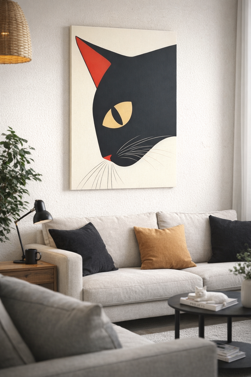 Zwarte Kat Met Rode Oren
