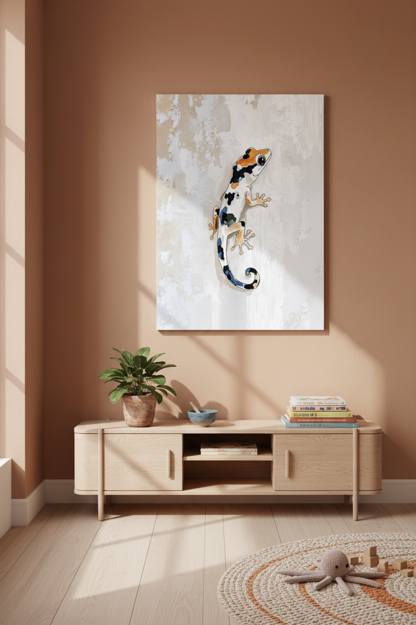 Kleurrijke gekko op muur