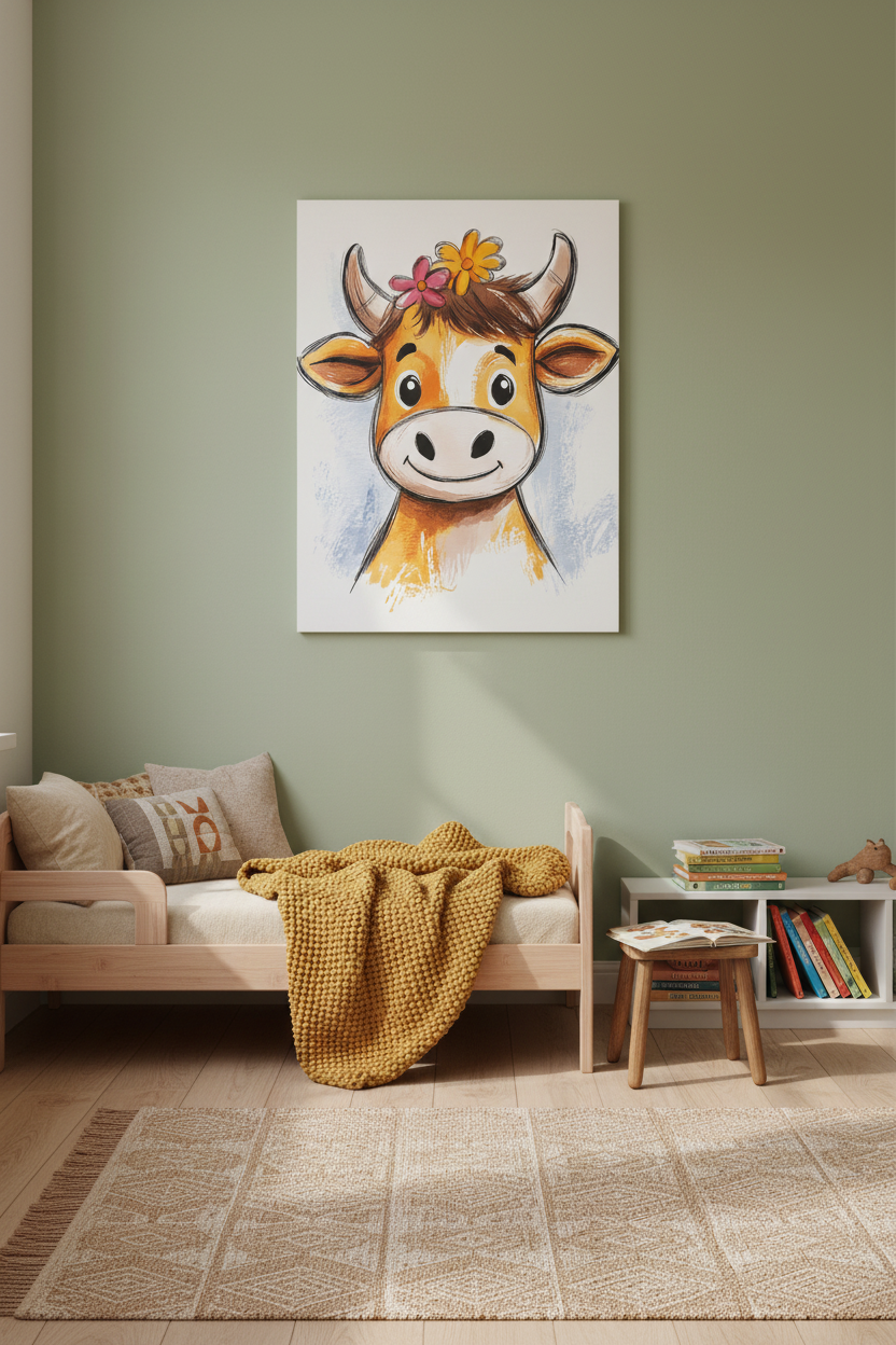Vrolijke Koe Met Bloemen