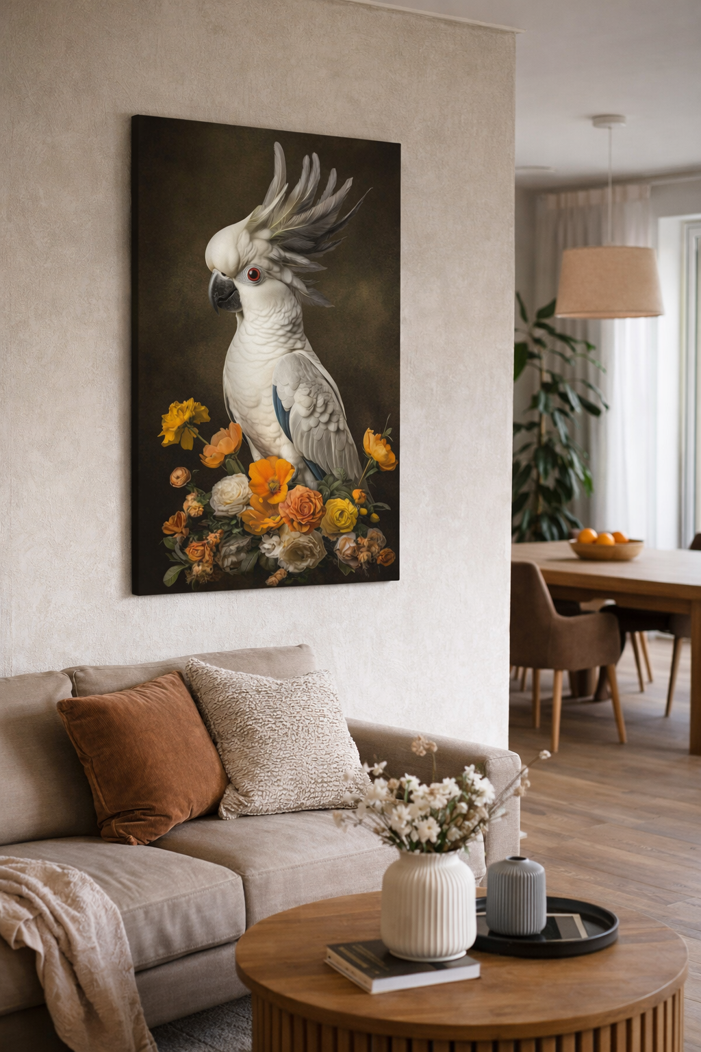 Papegaai met bloemenpracht