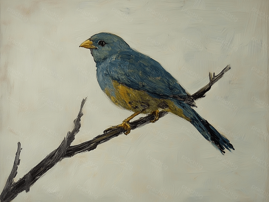 Blauwe vogel op tak