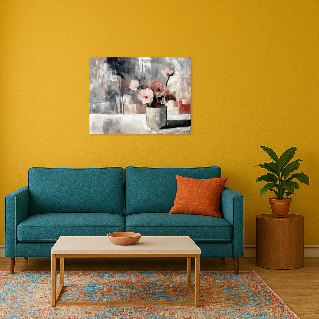 Bloemstilleven met Abstracte Achtergrond
