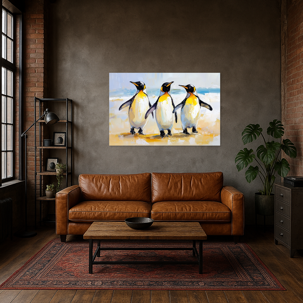 Dansende Pinguïns op het Strand