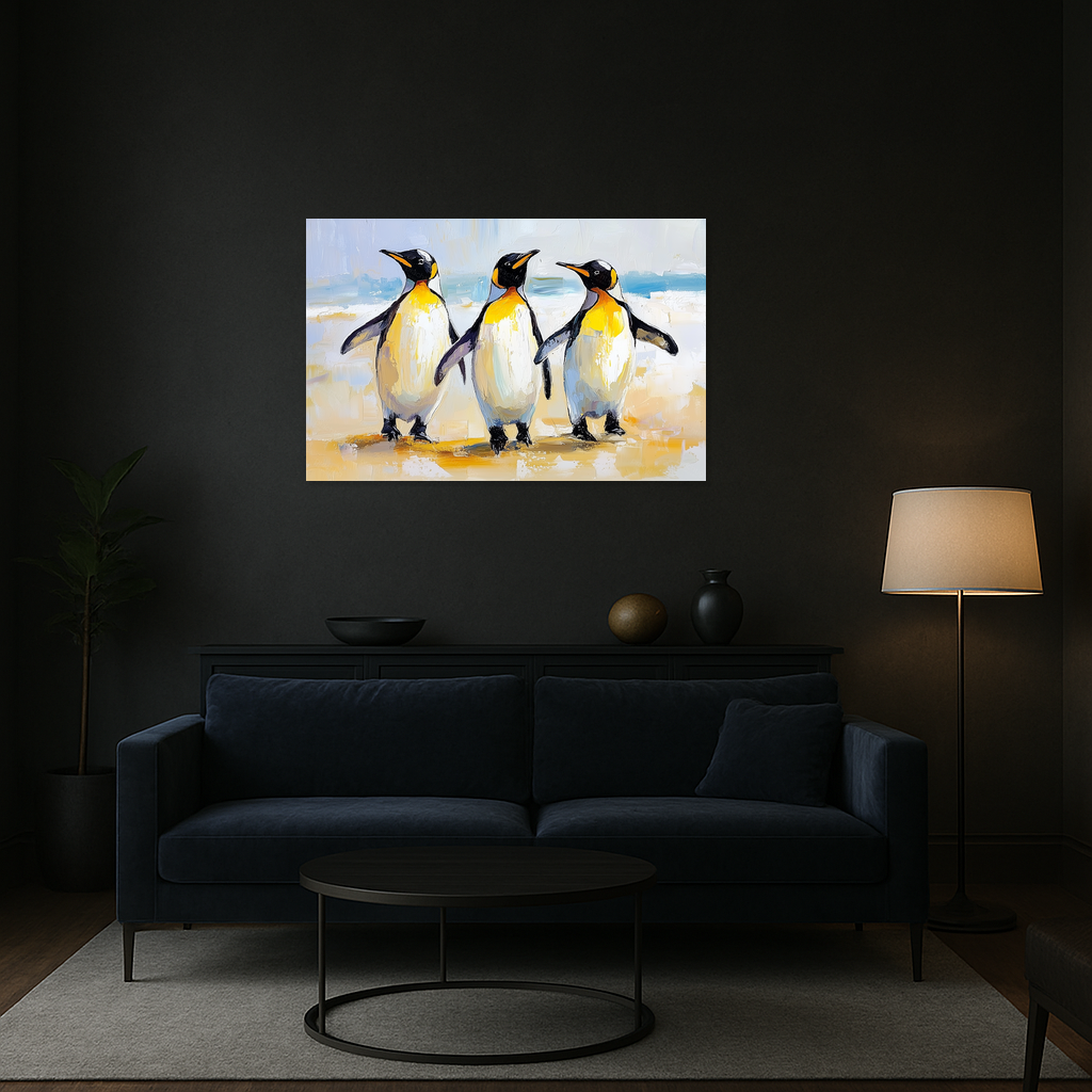 Dansende Pinguïns op het Strand