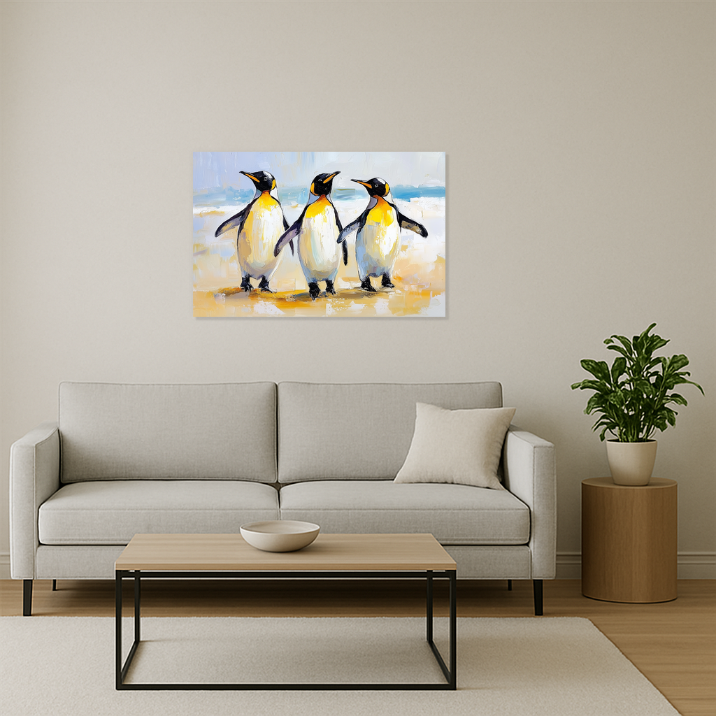 Dansende Pinguïns op het Strand