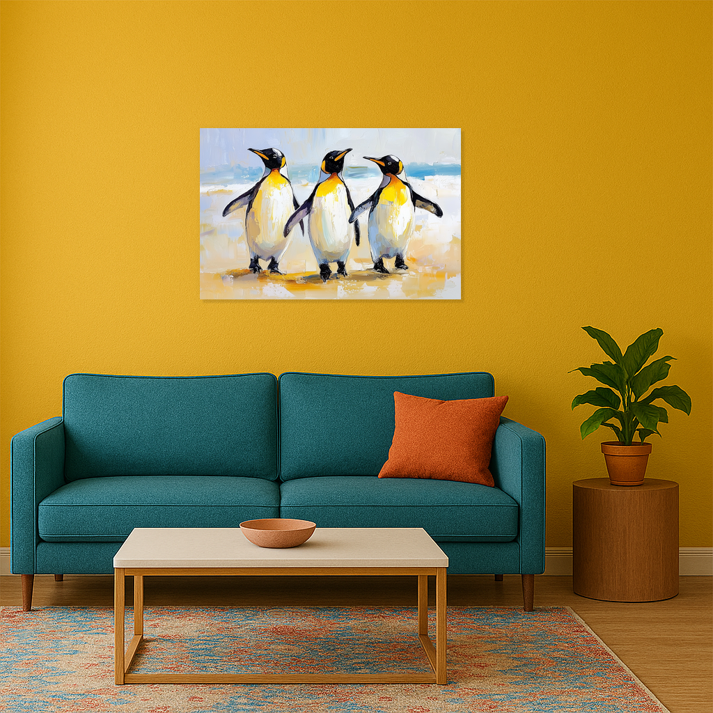 Dansende Pinguïns op het Strand
