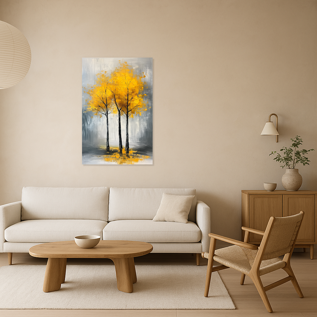 Drie bomen met gouden bladeren