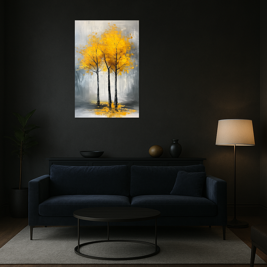 Drie bomen met gouden bladeren