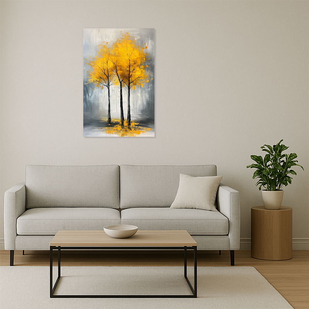 Drie bomen met gouden bladeren