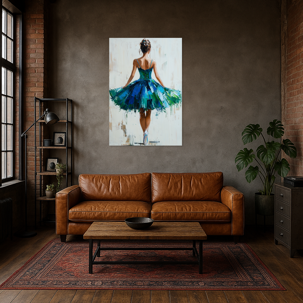 Dansende ballerina in groen en blauw