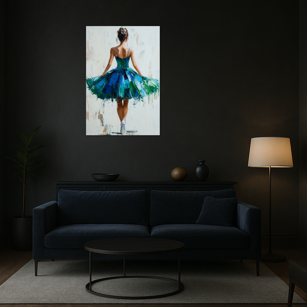Dansende ballerina in groen en blauw