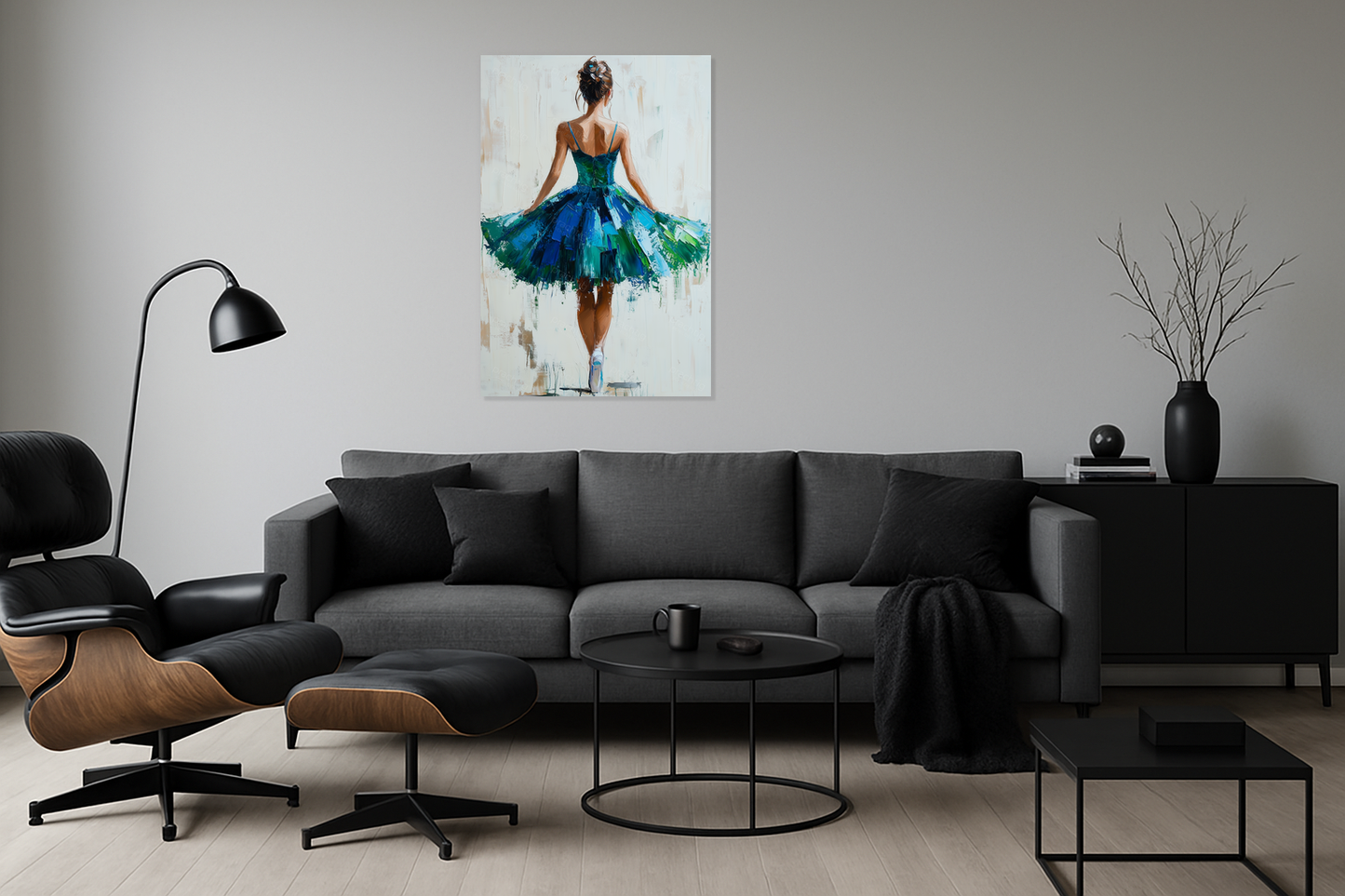Dansende ballerina in groen en blauw