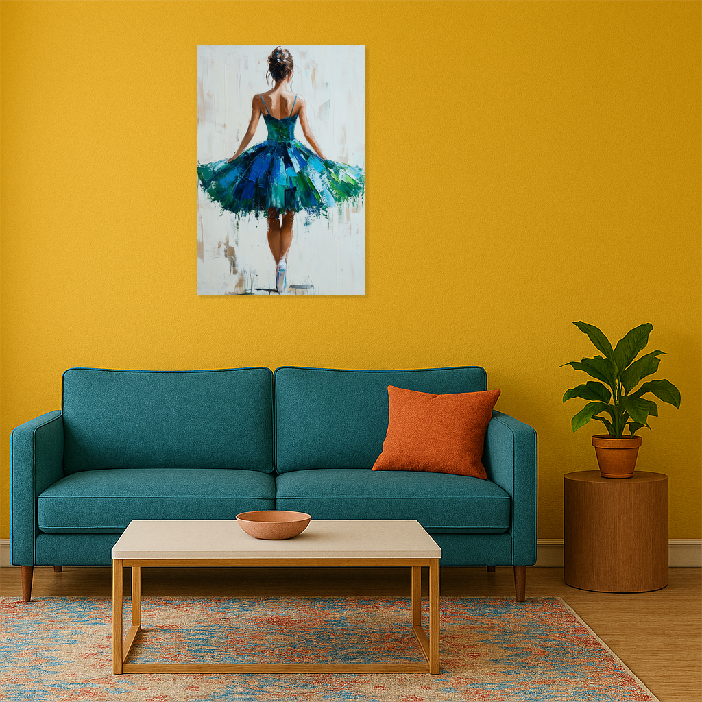 Dansende ballerina in groen en blauw